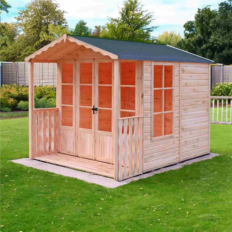 Image of Shire Kensington 7x7 SummerHouse With Verandah - Brown Brown 7 x 7ft