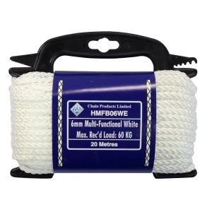 Image of Select Hardware 6mm Nylon Rope White 20M 1 Pack