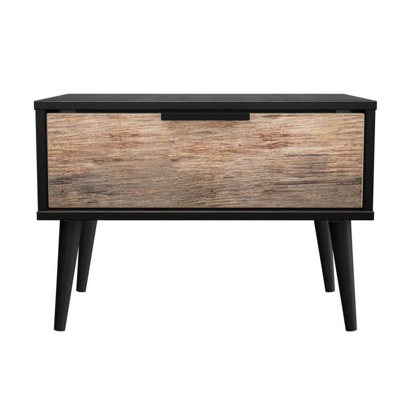Image of Fuji 1 Drawer Side Table In Carini Walnut (Ready Assembled)