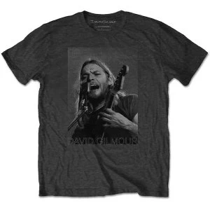 Image of David Gilmour - On Microphone Half-tone Mens Large T-Shirt - Charcoal Grey