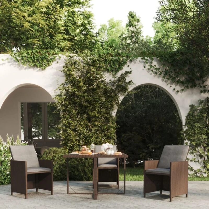 Image of VIDAXL Garden Table Brown 109x107x74cm Poly Rattan and Glass Vidaxl 8720286667088