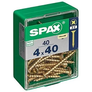 Image of Spax PZ Countersunk Zinc Yellow Screws - 4 x 40mm Pack of 40