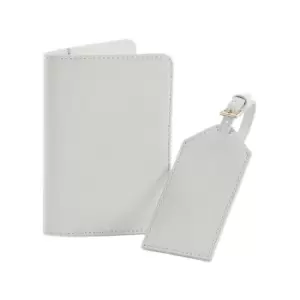 Image of BagBase Faux Leather Boutique Travel Set (One Size) (Soft Grey)