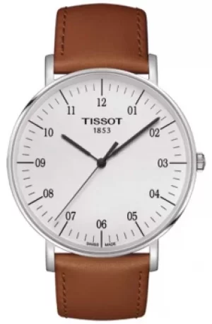 image of Tissot Mens Everytime Large White Dial Brown Leather Strap Watch