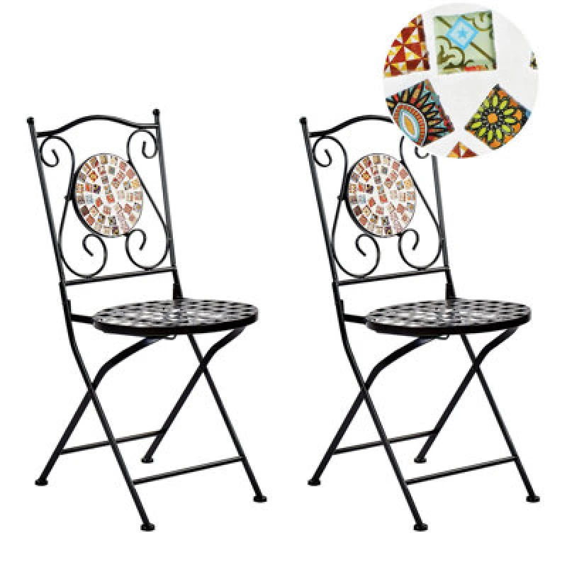Image of Beliani Set Of 2 Garden Chairs Casario Metal Black