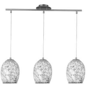 Image of Crackle 3 Light Ceiling Pendant Bar Chrome, White, Mosaic, Glass, E27