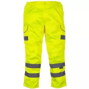 Yoko Mens Hi-Vis Cargo Trousers With Knee Pad Pockets (38in Reg) (Yellow) - Yellow