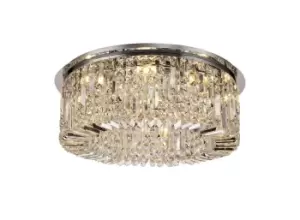 Image of 65cm Round Flush Chandelier, 8 Light E14, Polished Chrome, Crystal