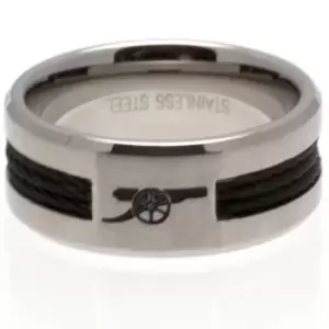 image of Arsenal FC Black Inlay Ring (Medium) (Silver)