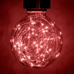 image of Prolite LED G95 Globe 1.7W B22 Star Effect Funky Filaments Red Clear Polycarbonate