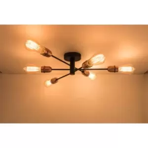 Image of Harperliving - Harper Living Black and Copper 6-Light Ceiling Spotlight - Black and Copper