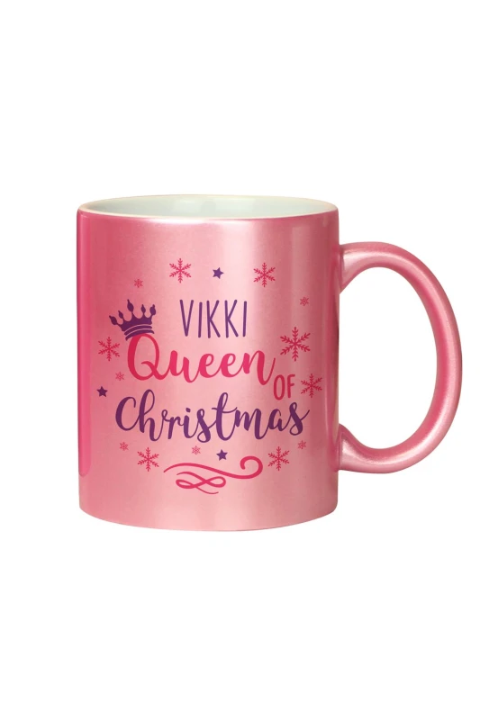 Image of Personalised Memento Company Personalised Message Queen Of Christmas Mug - Pink