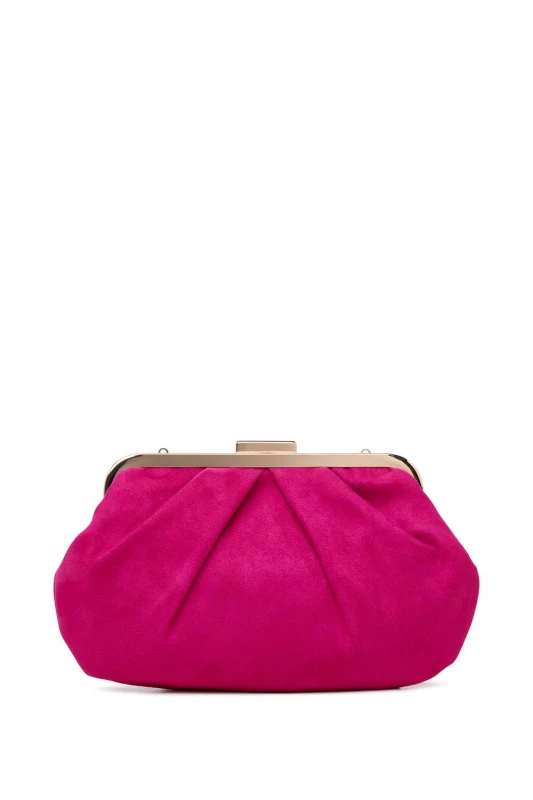 Image of Paradox London Womens Deco Soft Pleated Clutch Bag in Fuchsia Fuchsia Female One Size