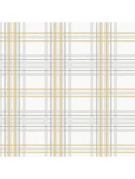 image of Superfresco Easy Country Tartan Grey/Yellow Wallpaper