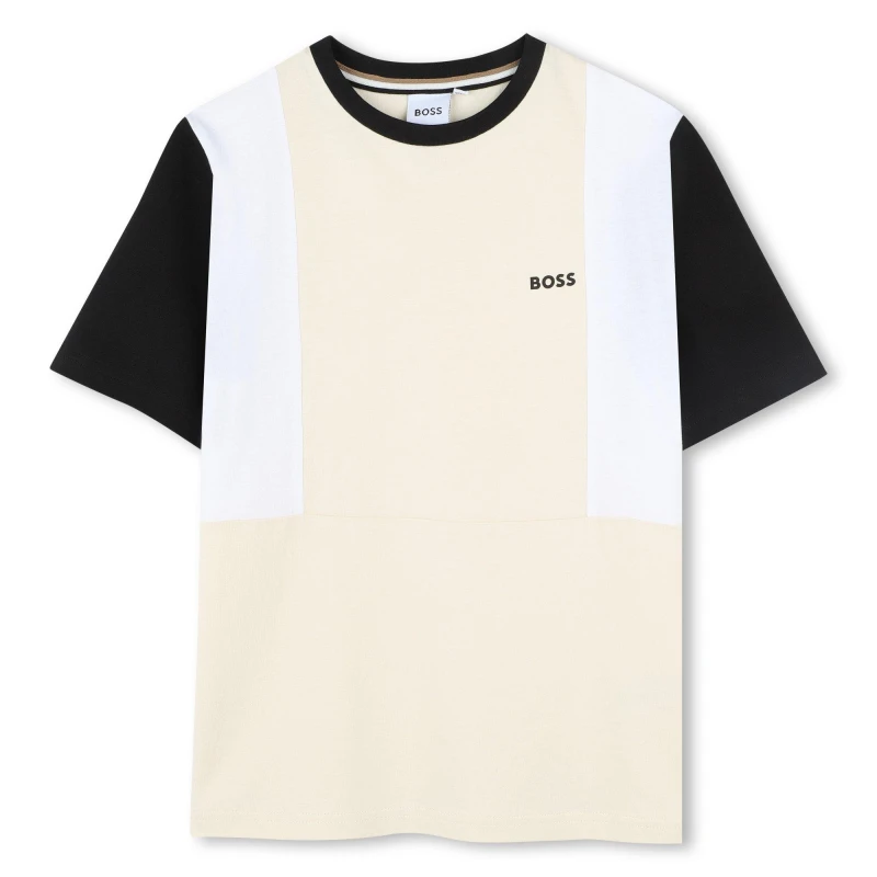 Image of Boss Block Logo T-Shirt Junior - Cream Cream 15 - 16 Years
