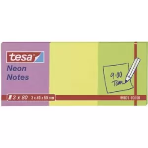 Image of Tesa Neon Notes 3 x 80 Sheets Pink/Yellow/Green 40 x 50 mm