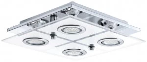 Image of Eglo Cabo Small 4 Light Glass Shade Ceiling Light - Chrome