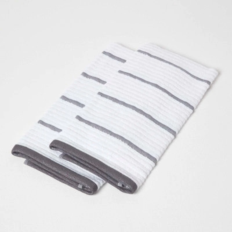 Image of Homescapes Steel Grey Cotton Tea Towel Set of Two Grey unisex