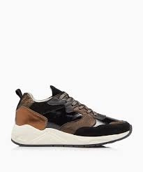 Image of Dune Black Leather 'Endorphin' Lace Up Trainers - 3