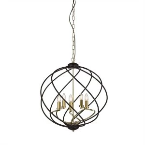 Image of 5 Light Spherical Pendant Matt Black, Dark Bronze, E14