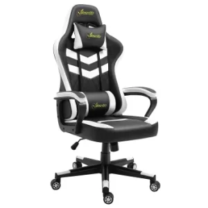 image of Alma Faux Leather Gaming Chair with Lumbar Support, White/Black