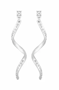 image of Silver Crystal Spiral Drop Earrings