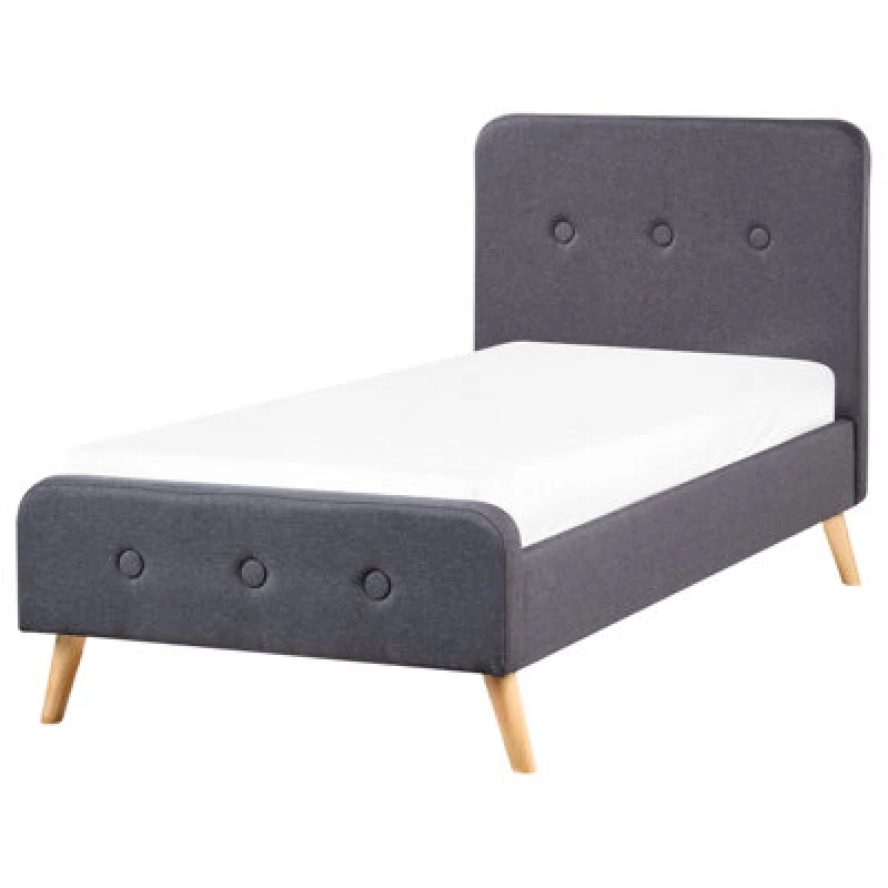 Image of Beliani Bed Fabric Rennes 90 X 200 Cm (Eu Single) Dark Grey
