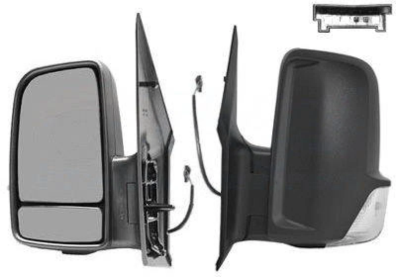 Image of VAN WEZEL 3077821 Wing mirror * HAGUS * Left, black, Short mirror arm, with cable Outside Mirror (50)