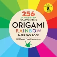 Image of origami rainbow paper pack book 256 double sided folding sheets includes in