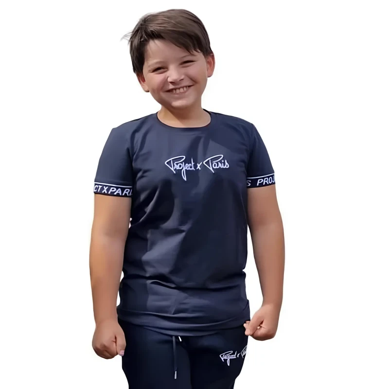 Image of Project X Paris Kids T-Shirt with elastic stripes Project X Paris Bleu Unisex 3XS