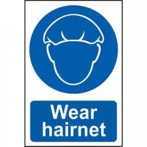 Image of ‘Wear Hairnet’ Sign; Self-Adhesive Semi-Rigid PVC