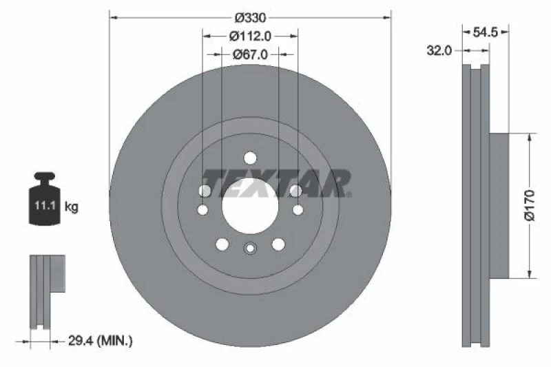 Image of Brake disc TEXTAR 92260405