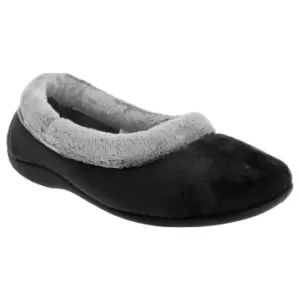 image of Sleepers Womens/Ladies Julia Memory Foam Collar Slippers (3 UK) (Black)