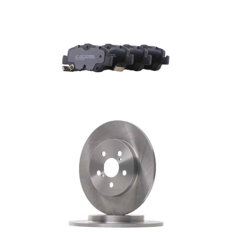 Image of RIDEX 3405B2238 Brake disc and pads set Rear Axle, Brake Disc Type: Solid, with acoustic wear warning Brake Set,disc brakes (3405)