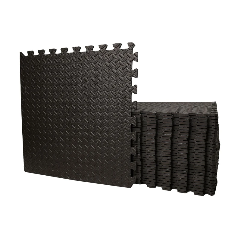 Image of 60cm x 60cm 12 Piece Eva Foam Protective Tile Floor Mats in Black