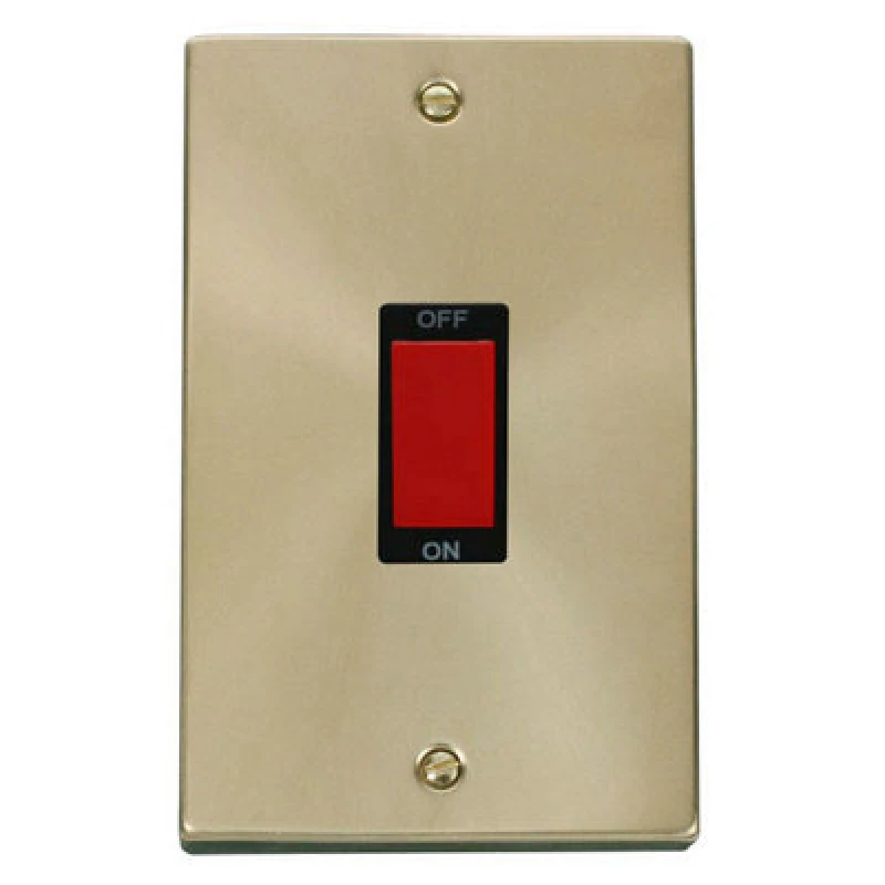 Image of SE Home Satin / Brushed Brass 2 Gang Size 45A Switch Gold