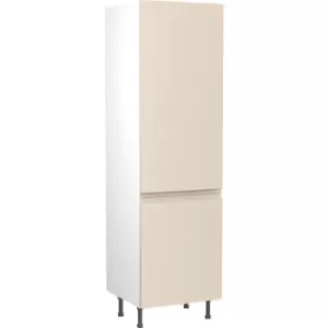 Image of Kitchen Kit Flatpack J-Pull Kitchen Cabinet Tall Fridge & Freezer 70/30 Unit Super Gloss 600mm in Cashmere MFC