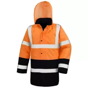 image of Result Mens Two Tone Safety Coat (2XL) (Fluorescent Orange/Black) - Fluorescent Orange/Black