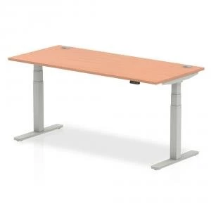 image of Trexus Sit Stand Desk With Cable Ports Silver Legs 1800x800mm Beech