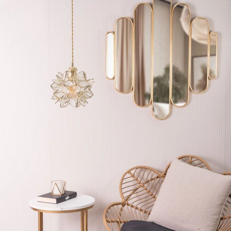 Image of ValueLights Reine Glass Flower Easy Fit Pendant Light with 10W LED Warm White Bulb Clear