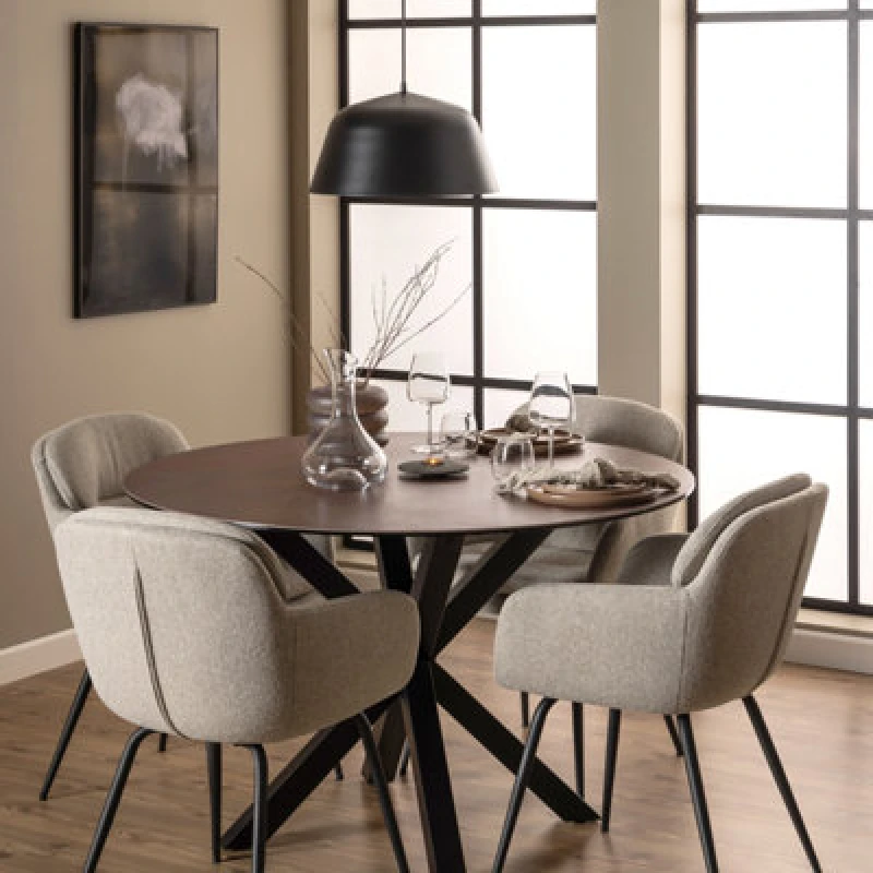 Image of Furniture To Go Heaven Round Dining Table With Ceramic Rusty Brown Top (L) 119Cm Seats Up To 4