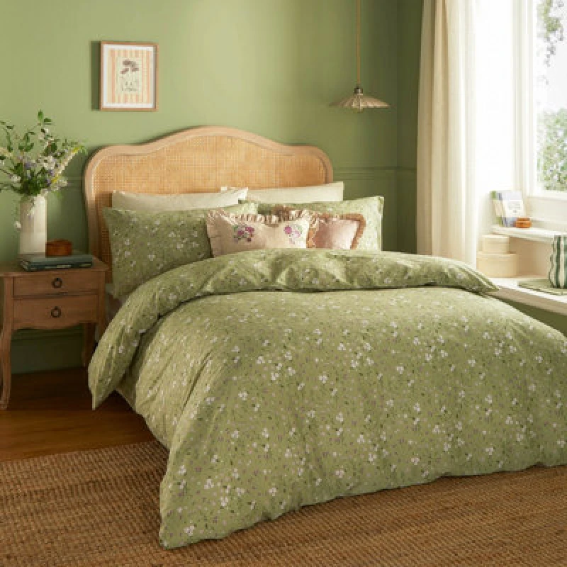 Image of Wylder Bronte Floral Duvet Set, Single, Green