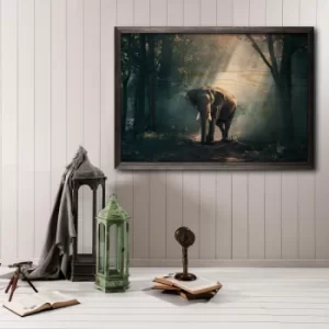 Image of Alone Elephant Multicolor Decorative Framed Wooden Painting