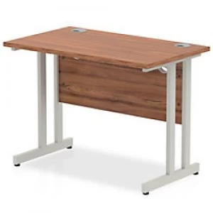 Image of Impulse 1000 x 600 x 730mm Rectangle Silver Cantilever Leg Desk Walnut