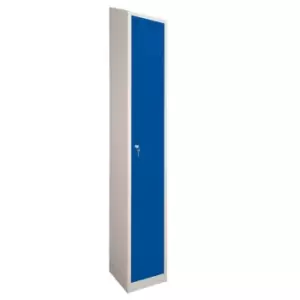 image of 1 Door Locker, 300X300, Grey Carcass/Blue Doors, Sloping Top, Camlock