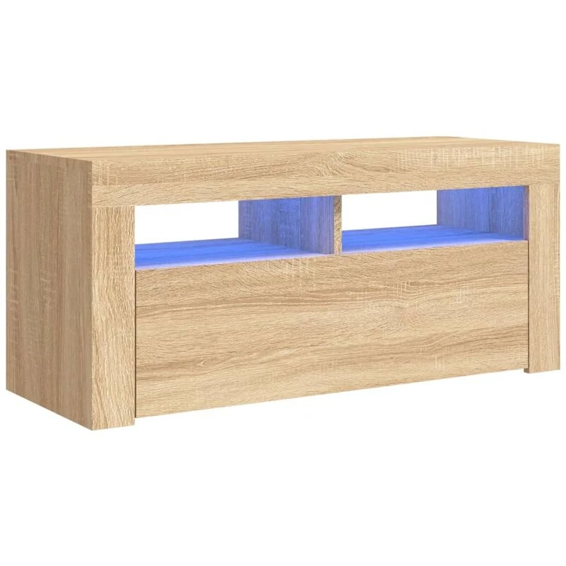 Image of VIDAXL TV Cabinet with LED Lights Sonoma Oak 90x35x40cm Vidaxl 8720286217320