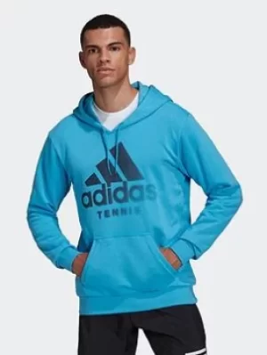 Image of adidas Tennis Graphic Hoodie, Blue Size M Men