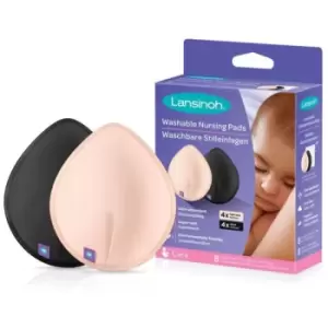 image of Lansinoh Breastfeeding Washable Nursing Pads cloth breast pads Light Pink + Black 2x4 pc