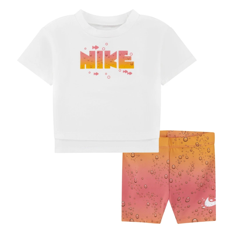Image of Nike Cral T & Shrt S - Orange Orange 3 - 6 Months