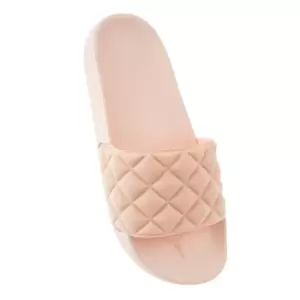 Image of Womens/Ladies Quilt Effect Sliders (3 UK) (Peach)